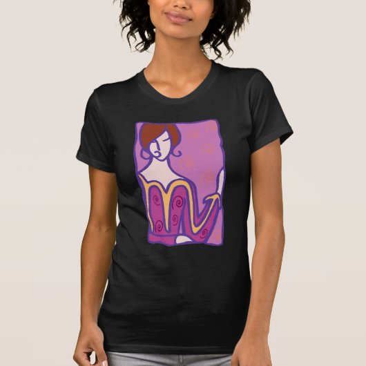 Scorpio Woman in paars uit de jaren twintig T-shirt (Voorkant)