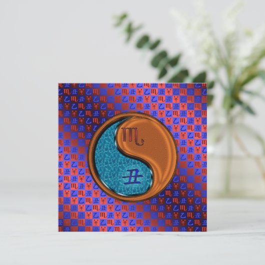 Scorpio & Wood Ox Kaart (Staand voorkant)