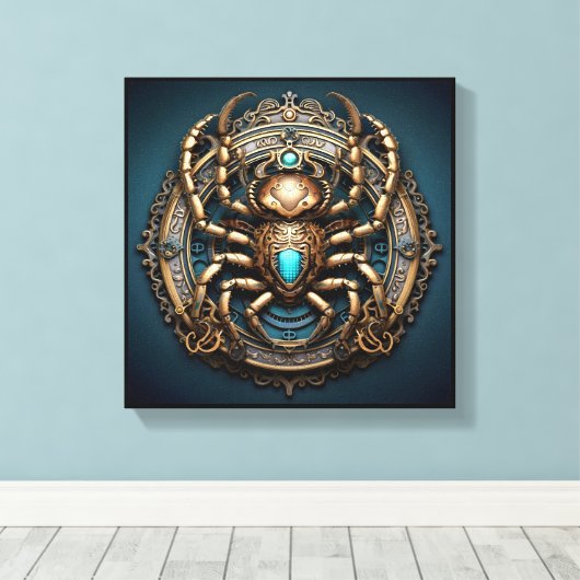 Scorpio Zodiac Art Canvas – Mechanica Astralis (Insitu (Houten vloer))
