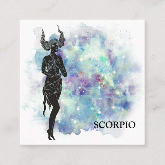 *~* SCORPIO Zodiac Astrologie Lezingen Blauwgroen  Vierkante Visitekaartje (Voorkant)