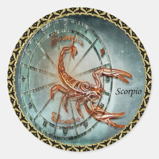Scorpio Zodiac Astrology design Ronde Sticker (Voorkant)