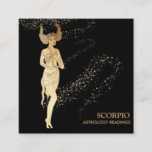 *~* SCORPIO Zodiac Astrology Readings on Black Vierkante Visitekaartje (Voorkant)