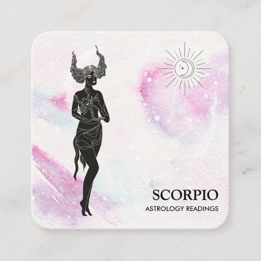 *~* SCORPIO Zodiac Astrology Readments Violet Blue Vierkante Visitekaartje (Voorkant)