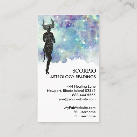 *~* SCORPIO Zodiac Astrology Readted Blue Blauwgro Visitekaartje (Achterkant)