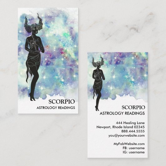 *~* SCORPIO Zodiac Astrology Readted Blue Blauwgro Visitekaartje (Voorkant / Achterkant)