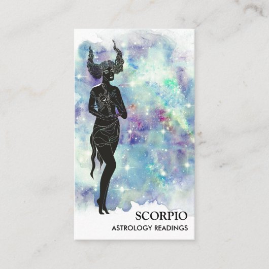 *~* SCORPIO Zodiac Astrology Readted Blue Blauwgro Visitekaartje (Voorkant)