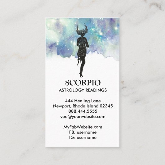 *~* SCORPIO Zodiac Astrology Readted Blue Blauwgro Visitekaartje (Achterkant)