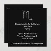 Scorpio. Zodiac Astrology Sign. Zwart. Kaart (Voorkant / Achterkant)