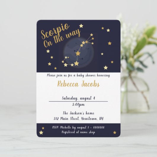 Scorpio zodiac Baby shower Uitnodiging (Staand voorkant)