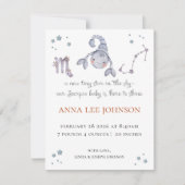 Scorpio Zodiac Birth Announcement Feestdagenkaart (Voorkant)