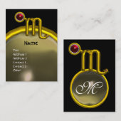 SCORPIO ZODIAC BIRTHDAY MONOGRAM Red Grenade Visitekaartje (Voorkant / Achterkant)