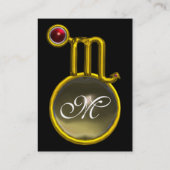 SCORPIO ZODIAC BIRTHDAY MONOGRAM Red Grenade Visitekaartje (Achterkant)