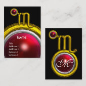 SCORPIO ZODIAC BIRTHDAY MONOGRAM Red Grenade Visitekaartje (Voorkant / Achterkant)