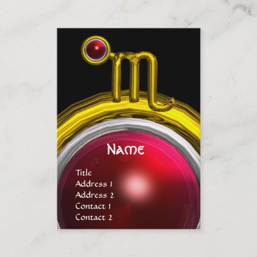 SCORPIO ZODIAC BIRTHDAY MONOGRAM Red Grenade Visitekaartje (Voorkant)