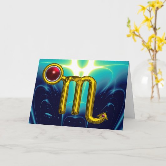 SCORPIO Zodiac Birthday Red Grenade Kaart (Gele Bloem)