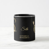 Scorpio ♏ Zodiac Birthday Sign/Black en Gold Mok (Midden)
