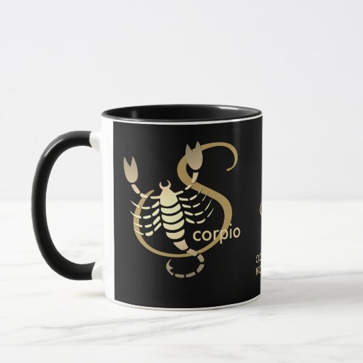 Scorpio ♏ Zodiac Birthday Sign/Black en Gold Mok (Links)