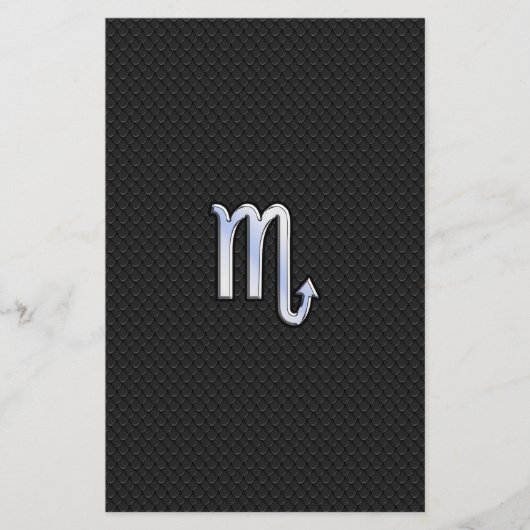 Scorpio Zodiac Chrome als symbool Zwarte slang Dec Briefpapier (Voorkant)