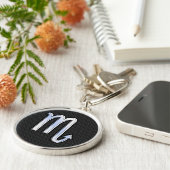 Scorpio Zodiac Chrome als symbool Zwarte slang Dec Sleutelhanger (Zijkant)