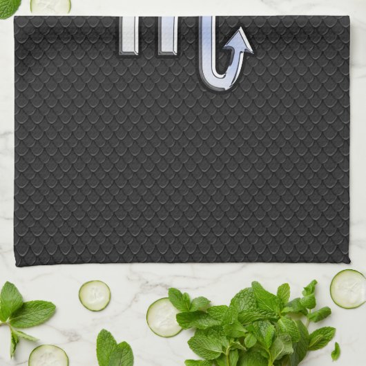 Scorpio Zodiac Chrome als symbool Zwarte slang Dec Theedoek (Gevouwen)