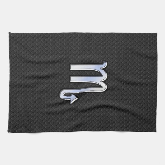 Scorpio Zodiac Chrome als symbool Zwarte slang Dec Theedoek (Horizontaal)