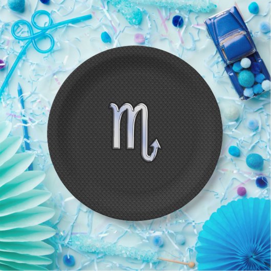 Scorpio Zodiac Chrome zoals op slangenhuidstijl Papieren Bordje (Feest)