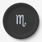 Scorpio Zodiac Chrome zoals op slangenhuidstijl Papieren Bordje (Voorkant)