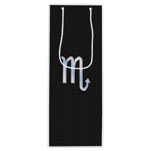 Scorpio Zodiac Chrome zoals op slangenhuidstijl Wijn Cadeautas (Voorkant)