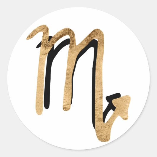 Scorpio zodiac constellatie zwart goudsymbool ronde sticker (Voorkant)