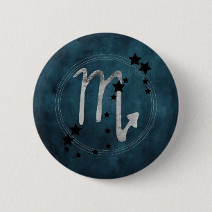 Scorpio zodiac constellatie zwart & zilver ronde button 5,7 cm