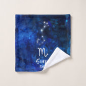 Scorpio Zodiac Constellation Blue Galaxy Monogram Bad Handdoek (Wasdoekje)