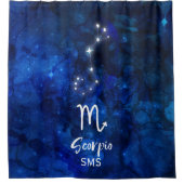 Scorpio Zodiac Constellation Blue Galaxy Monogram Douchegordijn (Voorkant)