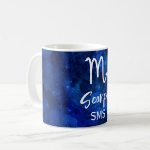 Scorpio Zodiac Constellation Blue Galaxy Monogram Koffiemok