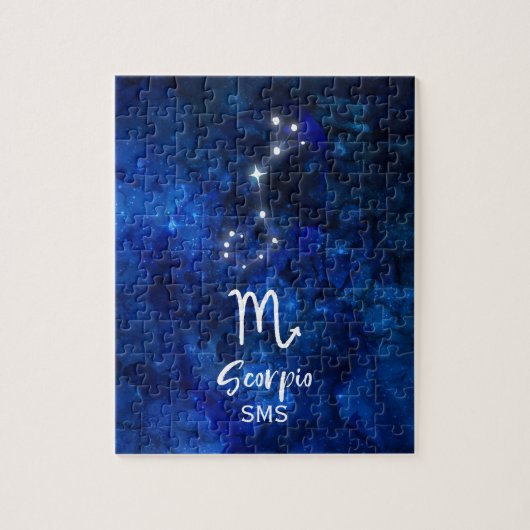 Scorpio Zodiac Constellation Blue Galaxy Monogram Legpuzzel (Verticaal)