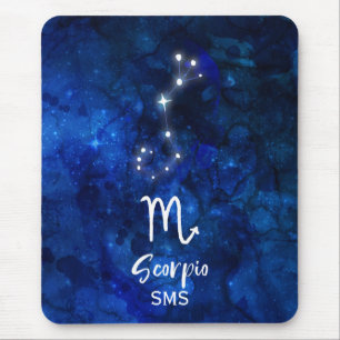 Scorpio Zodiac Constellation Blue Galaxy Monogram Muismat