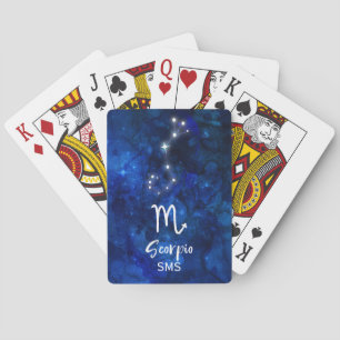 Scorpio Zodiac Constellation Blue Galaxy Monogram Pokerkaarten