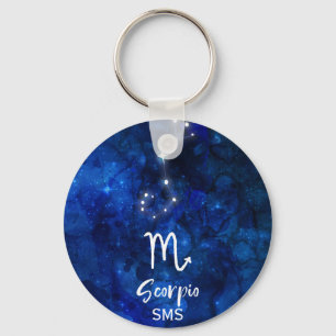 Scorpio Zodiac Constellation Blue Galaxy Monogram Sleutelhanger
