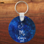 Scorpio Zodiac Constellation Blue Galaxy Monogram Sleutelhanger (Voorkant)