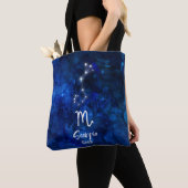 Scorpio Zodiac Constellation Blue Galaxy Monogram Tote Bag (Dichtbij)