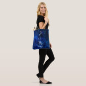 Scorpio Zodiac Constellation Blue Galaxy Monogram Tote Bag (Op model)