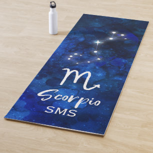 Scorpio Zodiac Constellation Blue Galaxy Monogram Yogamat