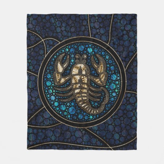 Scorpio Zodiac Dot Art Style Abalone Gold Fleece Deken (Voorkant)