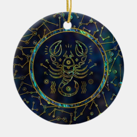 Scorpio Zodiac Gold Abalone op constellatie Keramisch Ornament (Voorkant)