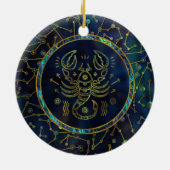 Scorpio Zodiac Gold Abalone op constellatie Keramisch Ornament (Achterkant)