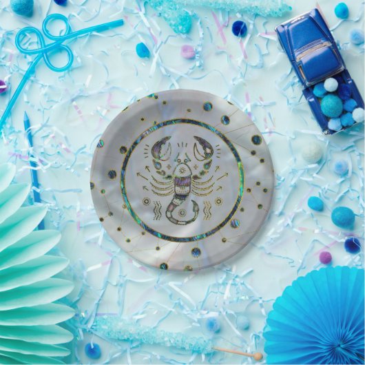 Scorpio Zodiac Gold Abalone op constellatie Papieren Bordje (Feest)