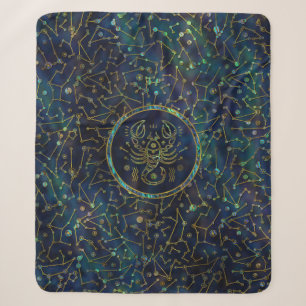 Scorpio Zodiac Gold Abalone op constellatie Sherpa Deken