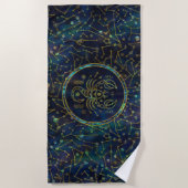 Scorpio Zodiac Gold Abalone op constellatie Strandlaken (Voorkant)