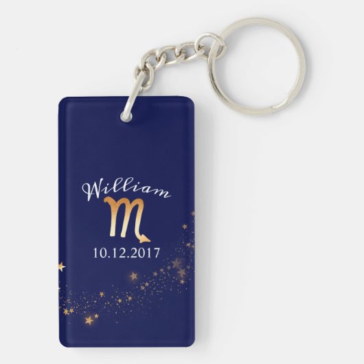 Scorpio Zodiac Navy Blue & Gold Sleutelhanger Desi (achterkant)