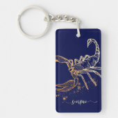 Scorpio Zodiac Navy Blue & Gold Sleutelhanger Desi (Voorkant)