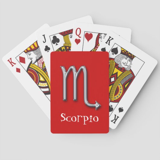 Scorpio Zodiac-Red-faux, metaal Speelkaarten (Achterkant)